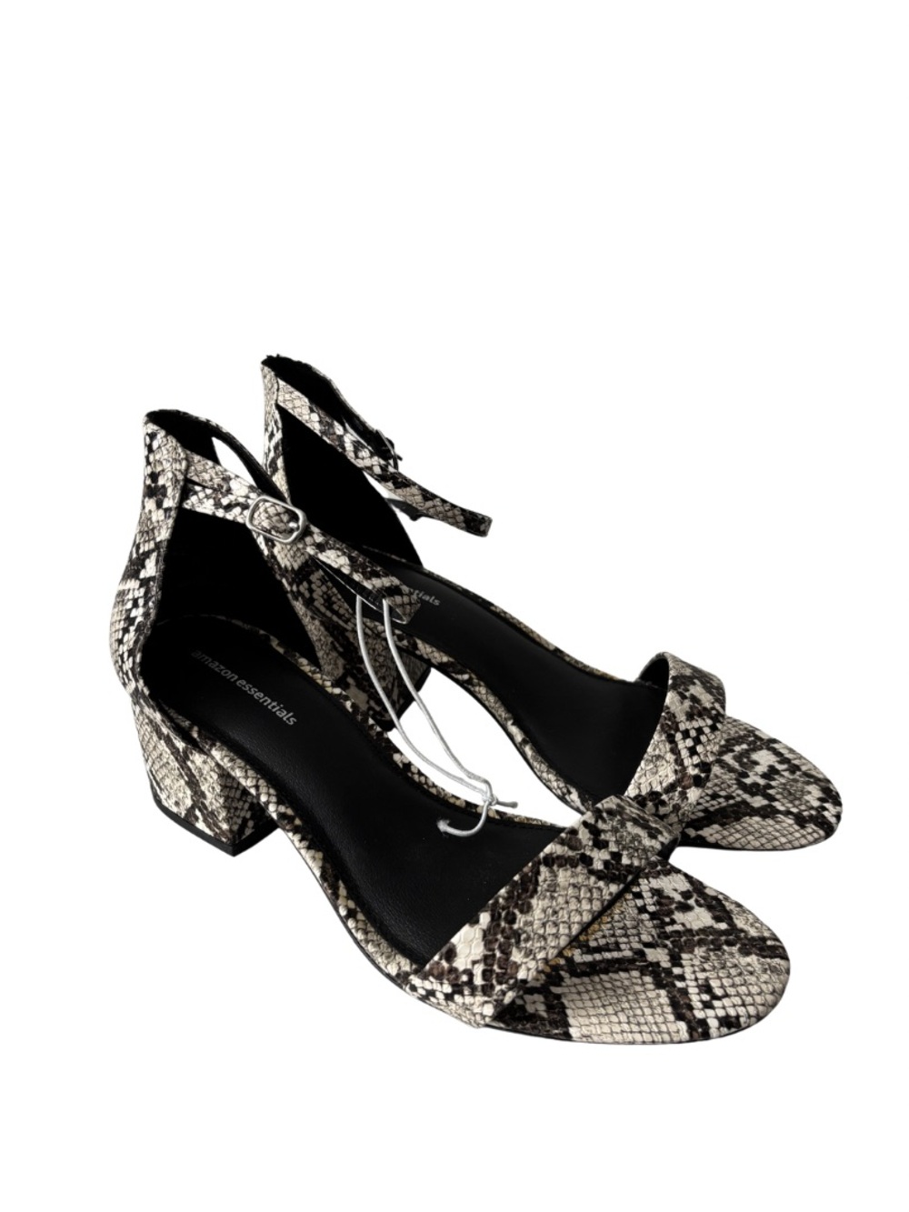 Amazon Essentials - Snake-Print Ankle Strap Block Heel Sandals - Size 9W